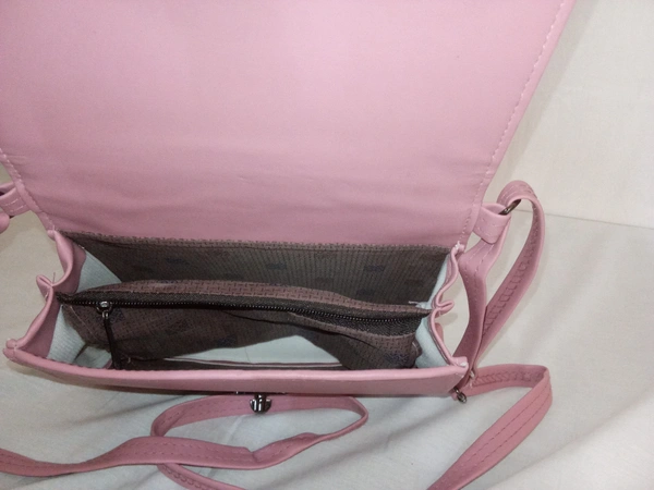 Logu's Hand Cum Sling Leather Bag For Women  - Orchid