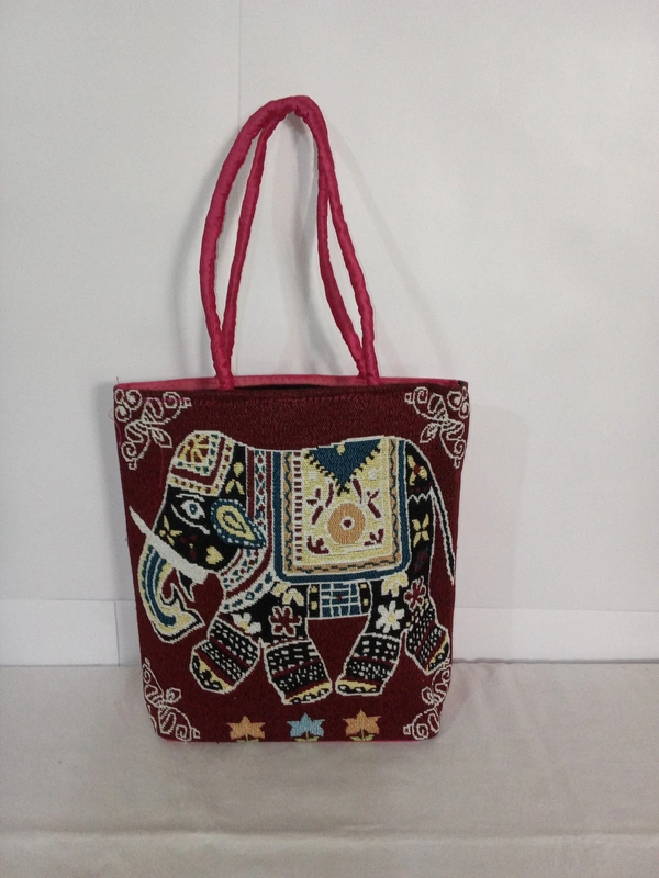 Logu's Rajasthani Antik Thela/Beautiful elephant embroidery design Handbag