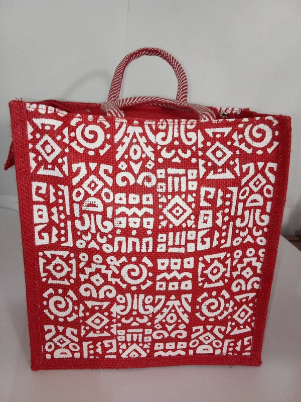 Logu's Printed Eco-friendly reusable Jute Bag - Cinnabar