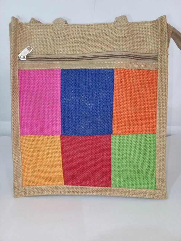 Logu's  Checked Jute Bag for Men and Women