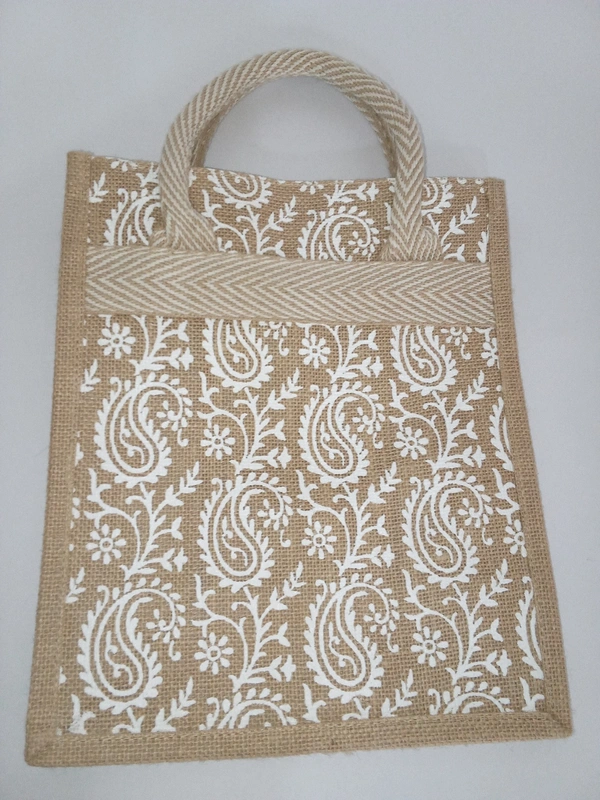 Logu's Printed Eco-friendly reusable Jute lunch Bag