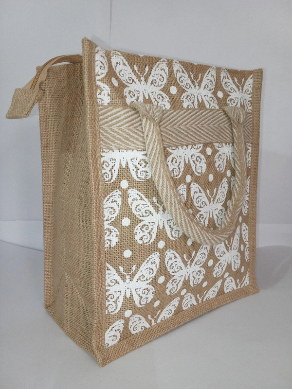 Logu's Printed Eco-friendly reusable Jute lunch Bag