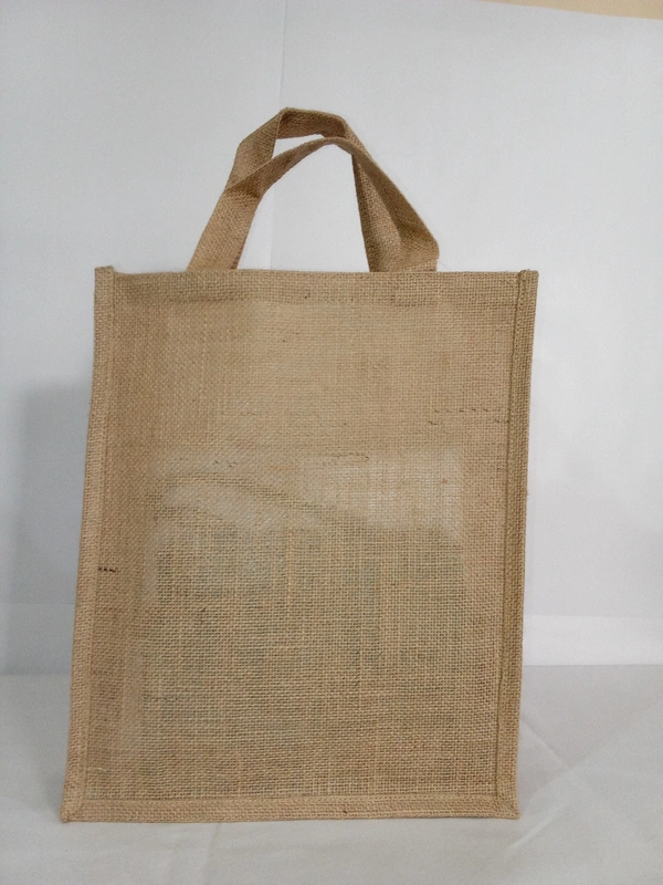 Logu's Handmade Fancy Transparent Window Jute Bag For Both Men and Women – (Dimensions –12 (L) x 4 (W) x 14 (H) Inches)