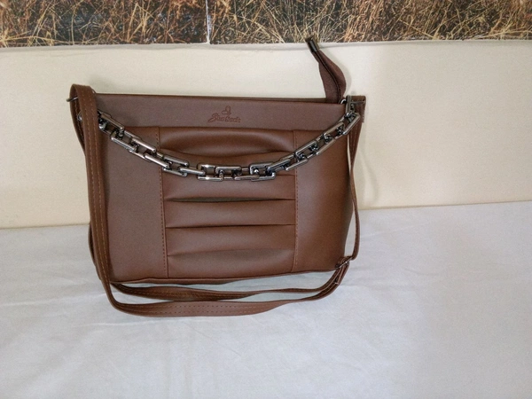 Logu's  Designer Brown Pu Leather Handbag For Women  - Brown