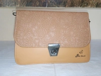 Logu's  Pu Leather 2 way Handle Ladies Designer Handbag - Papaya Whip