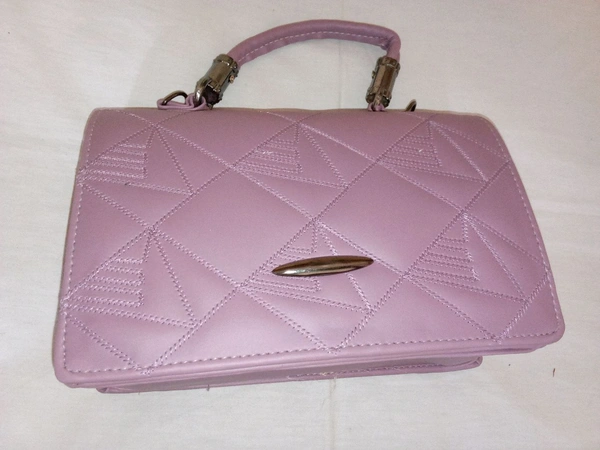 Logu's  Hand Cum Sling Leather Bag For Women  - Lavender Rose