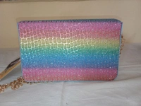 Logu's  Multicolour Glitter Handbag With Chain Handle 