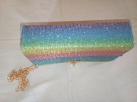 Logu's  Multicolour Glitter Handbag With Chain Handle 