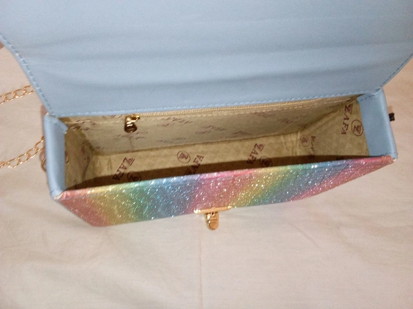 Logu's  Multicolour Glitter Handbag With Chain Handle 