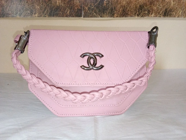 Logu's  Pu Leather 2 Way Handle Designer Handbag For Women  - Pink