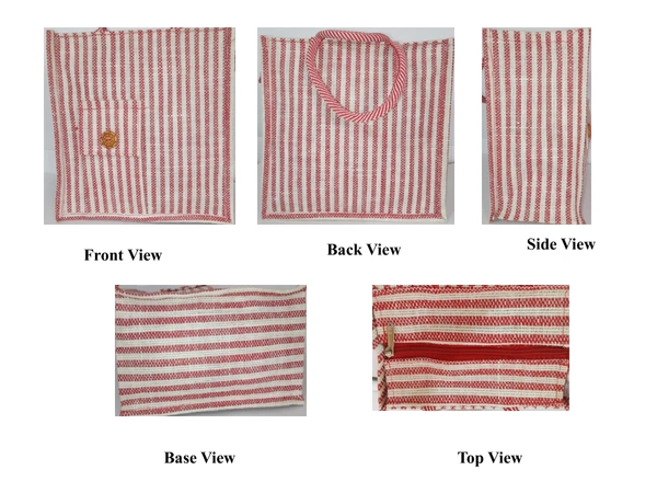 Logu's Medium Size Jute Bag with mobile pouch - Red