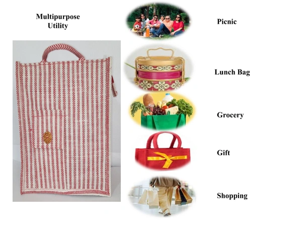 Logu's Medium Size Jute Bag with mobile pouch - Yellow
