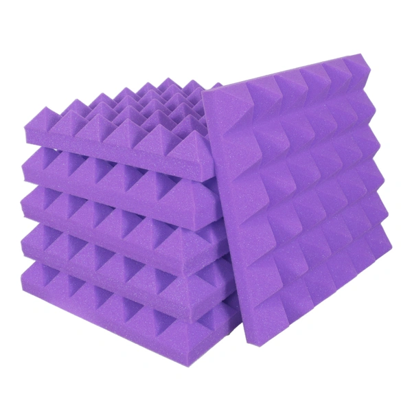 URBAN-X Pyramid Soundproofing Studio Acoustic Foam 1'x1' - 2 Inches 32D -45mm High Density, Soundproof Foam, Noise Reduction Panels, Echo Absorption (2.0)- VIOLET - Violet, Set of 6