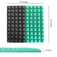 URBAN-X Pyramid Soundproofing Studio Acoustic Foam 1'x1' - 1 Inches 50D High Density, Soundproof Foam, Noise Reduction Panels, Echo Absorption - Black & Aqua Green, Pack of 72 + 1 Adhesive Spray