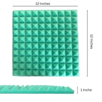 URBAN-X Pyramid Soundproofing Studio Acoustic Foam 1'x1' - 1 Inches 50D High Density, Soundproof Foam, Noise Reduction Panels, Echo Absorption - Aqua Green, Pack of 18 + 1 Adhesive Spray