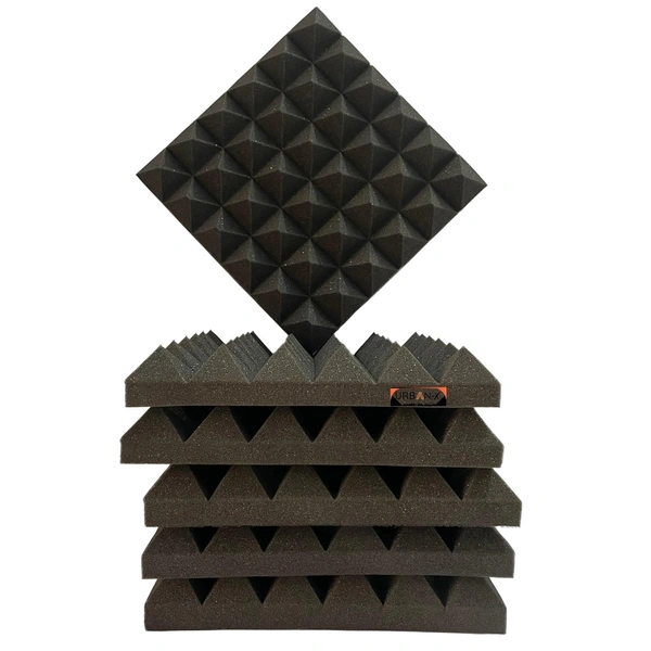 Urban-X URBAN-X® Pyramid Soundproofing Studio Acoustic Foam 1'x1' ft. - 2 Inches 50D High Density, Soundproof Foam, Noise Reduction Panels, Echo Absorption - Set of 108, Black, 2.0