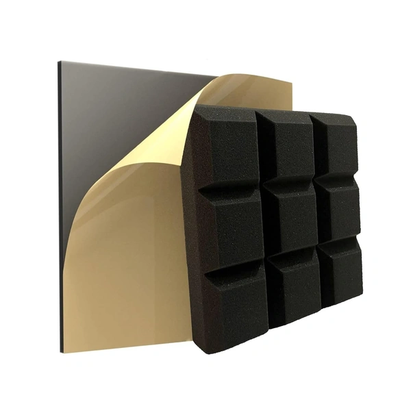 URBAN-X Cadbury Soundproofing Studio Acoustic Foam 1'x1' - 2 Inches 50D High Density, Soundproof Foam, Noise Reduction Panels, Echo Absorption - Set of 90, Black, Self Adhesive