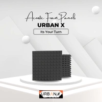 URBAN-X Pyramid Soundproofing Studio Acoustic Foam 1'x1' - 1 Inches 50D High Density, Soundproof Foam, Noise Reduction Panels, Echo Absorption - Black, Pack of 72 + 1 Adhesive Spray