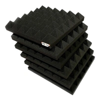 Urban-X URBAN-X® Pyramid Soundproofing Studio Acoustic Foam 1'x1' ft. - 2 Inches 50D High Density, Soundproof Foam, Noise Reduction Panels, Echo Absorption - Set of 144, Black
