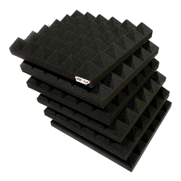 Urban-X URBAN-X® Pyramid Soundproofing Studio Acoustic Foam 1'x1' ft. - 2 Inches 50D High Density, Soundproof Foam, Noise Reduction Panels, Echo Absorption - Set of 144, Black