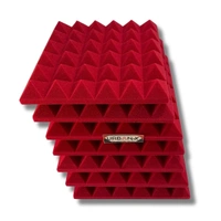 Urban-X URBAN-X® Pyramid Soundproofing Studio Acoustic Foam 1'x1' ft. - 2 Inches 50D High Density, Soundproof Foam, Noise Reduction Panels, Echo Absorption - Set of 18, Red