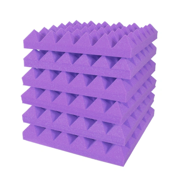 URBAN-X Pyramid Soundproofing Studio Acoustic Foam 1'x1' - 2 Inches 32D -45mm High Density, Soundproof Foam, Noise Reduction Panels, Echo Absorption (2.0)- VIOLET - Violet, Set of 6