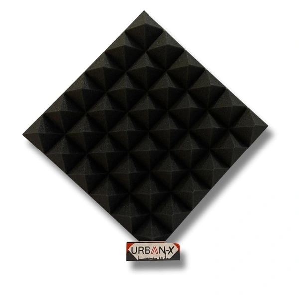 Urban-X URBAN-X® Pyramid Soundproofing Studio Acoustic Foam 1'x1' ft. - 2 Inches 50D High Density, Soundproof Foam, Noise Reduction Panels, Echo Absorption - Set of 144, Black