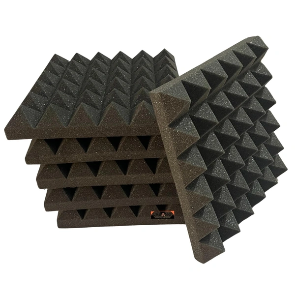 Urban-X URBAN-X® Pyramid Soundproofing Studio Acoustic Foam 1'x1' ft. - 2 Inches 50D High Density, Soundproof Foam, Noise Reduction Panels, Echo Absorption - Set of 108, Black, 2.0