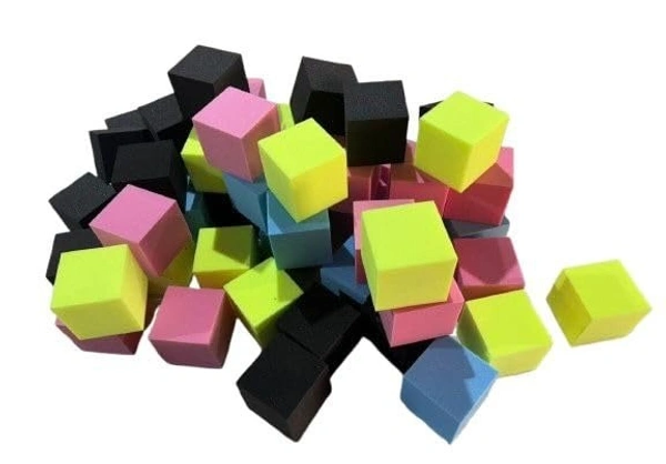 URBAN-X® Soft Foam Cubes, Colorful Flame Retardant Pit Blocks Foam Pit Cubes for Trampoline Arenas, Gymnastics, Playground, 6"x6"x6" (Black, Blue, Pink, Yellow) - Set of 200
