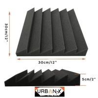 Urban X URBAN-X T-Wedge Soundproofing Studio Acoustic Foam 1'x1' - 2 Inches 50D High Density, Soundproof Foam, Noise Reduction Panels, Echo Absorption (Black - Self Adhesive) - Black, Set of 108