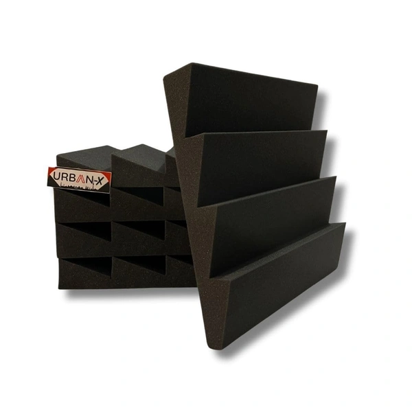 Urban-X URBAN-X T-Wedge Soundproofing Studio Acoustic Foam 1'x1' - 2 Inches 50D High Density, Soundproof Foam, Noise Reduction Panels, Echo Absorption - Set of 18, Black