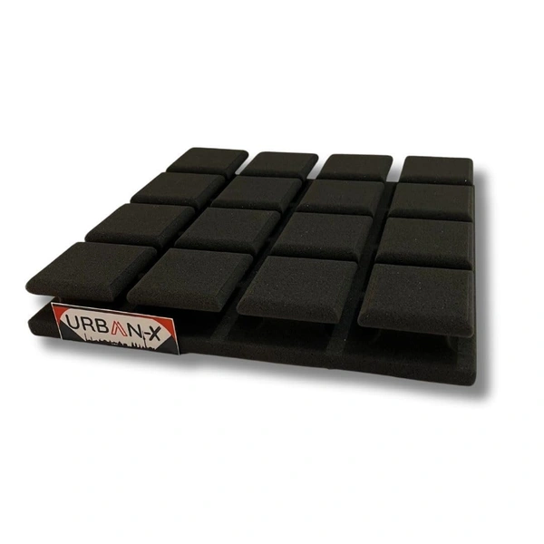 Urban X URBAN-X Turbo Soundproofing Studio Acoustic Foam 1'x1' - 2 Inches 50D High Density, Soundproof Foam, Noise Reduction Panels, Echo Absorption (Black - Self Adhesive) - Black, Set of 36