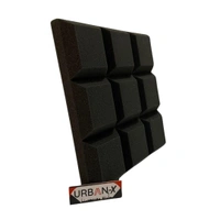 URBAN-X Cadbury Soundproofing Studio Acoustic Foam 1'x1' - 2 Inches 50D High Density, Soundproof Foam, Noise Reduction Panels, Echo Absorption - Set of 72, Black