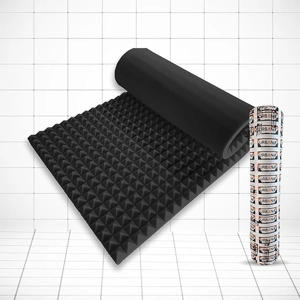 Urban X URBAN-X® Pyramid Sheet 6x3 ft - 2 inches Soundproofing Studio Acoustic Foams | 50D High Density, Soundproof Foam, Noise Reduction Panels, Echo Absorption (Black - Self Adhesive) - Black, Set of 4