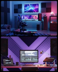 Urban-X URBAN-X® Pyramid Soundproofing Studio Acoustic Foam 1'x1' ft. - 2 Inches 50D High Density, Soundproof Foam, Noise Reduction Panels, Echo Absorption - Set of 18