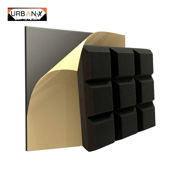 Urban X URBAN-X Self Adhesive Cadbury Soundproofing Studio Acoustic Foam 1'x1' - 2 Inches 50D High Density, Soundproof Foam, Noise Reduction Panels, Echo Absorption- Black - Black, Set of 70