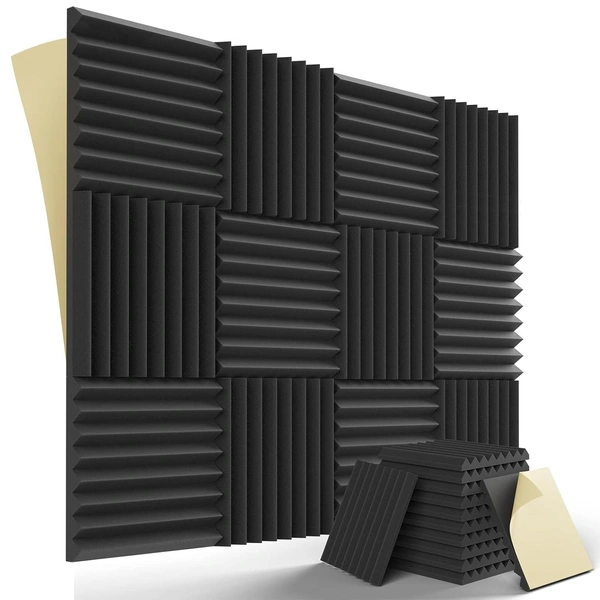 Urban-X URBAN-X Wedge Soundproofing Studio Acoustic Foam 1'x1' - 2 Inches 50D High Density, Soundproof Foam, Noise Reduction Panels, Echo Absorption - Set of 108 Self Adhesive