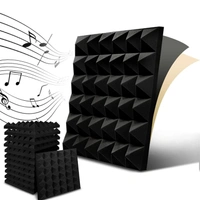 Urban-X URBAN-X® Pyramid Soundproofing Studio Acoustic Foam 1'x1' ft. - 2 Inches 50D High Density, Soundproof Foam, Noise Reduction Panels, Echo Absorption - Set of 144, Black, Self Adhesive