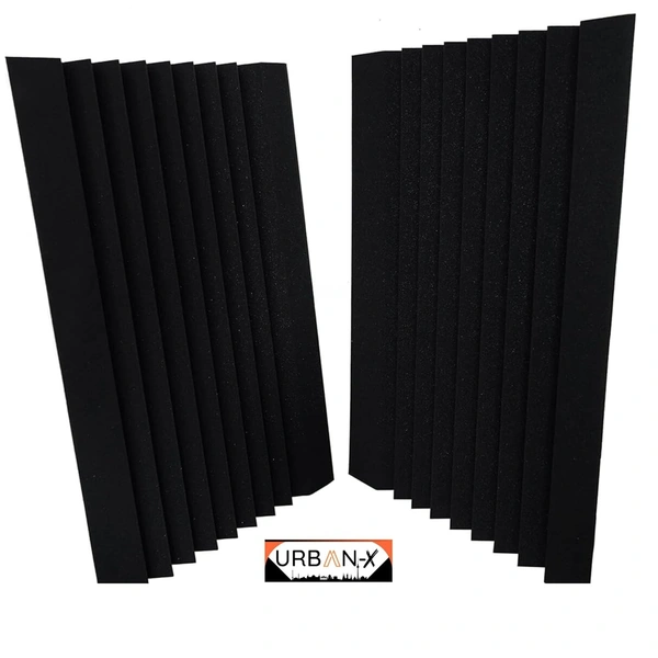 Urban-X URBAN-X Bass Traps Soundproofing Studio Acoustic Foams 12"x12"x24" 50D High Density, Soundproof Foam, Noise Reduction Panels, Echo Absorption - Set of 14, Black