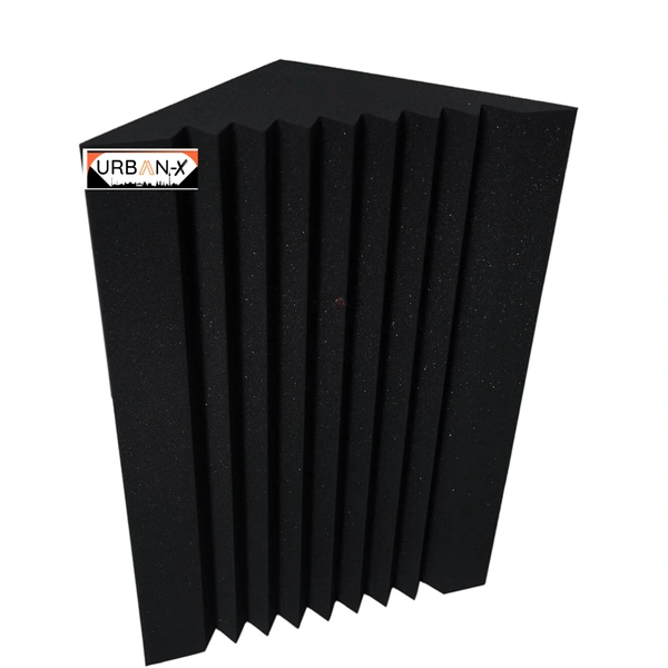 URBAN-X Bass Traps Soundproofing Studio Acoustic Foams 12"x12"x24" 50D High Density, Soundproof Foam, Noise Reduction Panels, Echo Absorption Black - Black, Set of 2