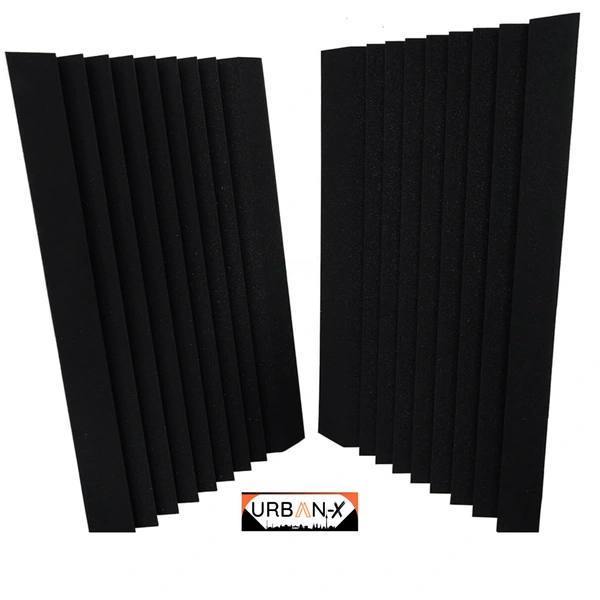 URBAN-X Bass Traps Soundproofing Studio Acoustic Foams 12"x12"x24" 50D High Density, Soundproof Foam, Noise Reduction Panels, Echo Absorption Black - Black, Set of 2