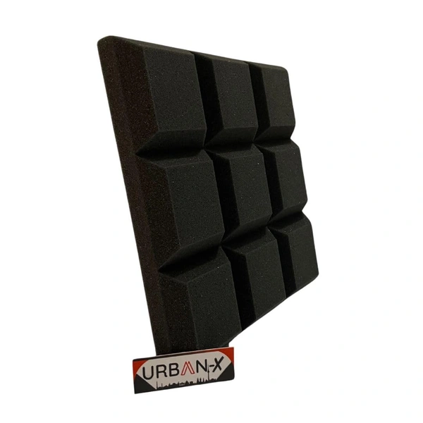 URBAN-X Cadbury Soundproofing Studio Acoustic Foam 1'x1' - 2 Inches 50D High Density, Soundproof Foam, Noise Reduction Panels, Echo Absorption- Black - Set of 108