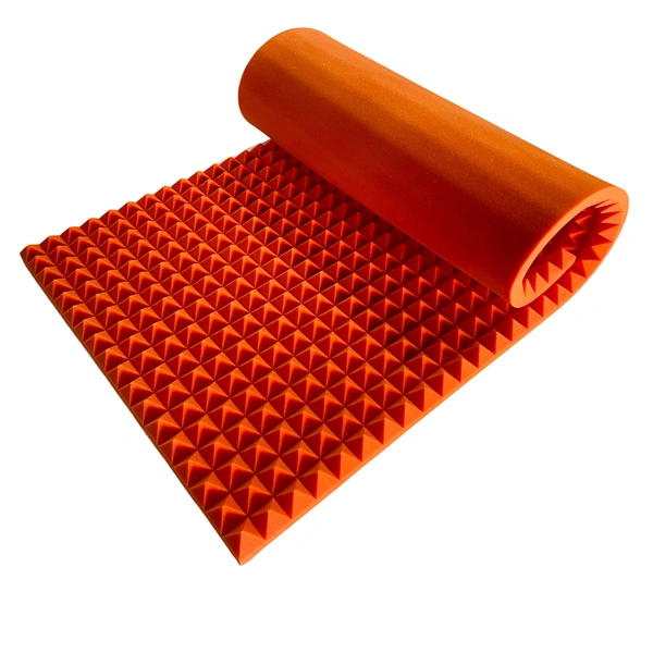 URBAN-X Pyramid Sheet 6x3 ft - 2 inches Soundproofing Studio Acoustic Foams | 50D High Density, Soundproof Foam, Noise Reduction Panels, Echo Absorption (Set of 2, Orange) - Set of 2
