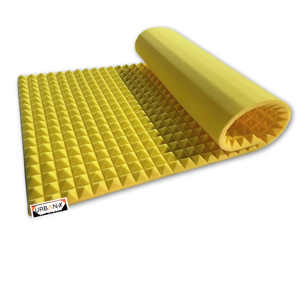 URBAN-X Pyramid Sheet 6x3 ft - 2 inches 50D Soundproofing Studio Acoustic Foams,Noise Reduction Panels, Soundproof Foam, Echo Absorption - Yellow 50mm - Yellow, Set of 2