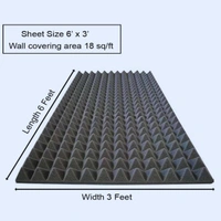 URBAN-X Pyramid Sheet 6x3 ft - 2 inches 50D Soundproofing Studio Acoustic Foams,Noise Reduction Panels, Soundproof Foam, Echo Absorption - Yellow 50mm - Yellow, Set of 2