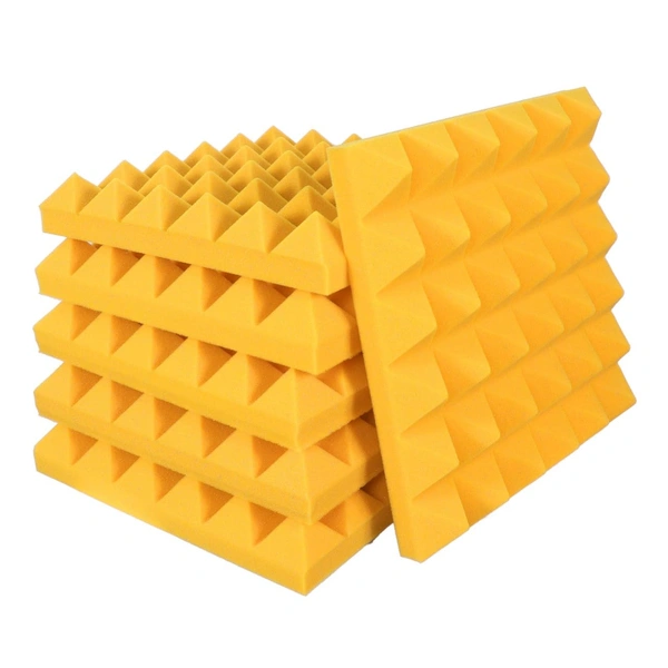 URBAN-X Pyramid Soundproofing Studio Acoustic Foam 1'x1' - 2 Inches 50D High Density, Soundproof Foam, Noise Reduction Panels, Echo Absorption (Yellow) - 50mm - Yellow, Set of 180