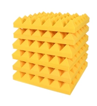 URBAN-X Pyramid Soundproofing Studio Acoustic Foam 1'x1' - 2 Inches 50D High Density, Soundproof Foam, Noise Reduction Panels, Echo Absorption (Yellow) - 50mm - Yellow, Set of 180