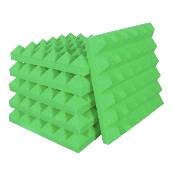 URBAN-X Pyramid Soundproofing Studio Acoustic Foam 1'x1' - 2 Inches 50D High Density, Soundproof Foam, Noise Reduction Panels, Echo Absorption (Green) - 50mm - Green, Set of 216