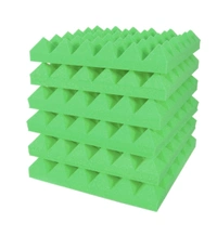 URBAN-X Pyramid Soundproofing Studio Acoustic Foam 1'x1' - 2 Inches 50D High Density, Soundproof Foam, Noise Reduction Panels, Echo Absorption (Green) - 50mm - Green, Set of 216