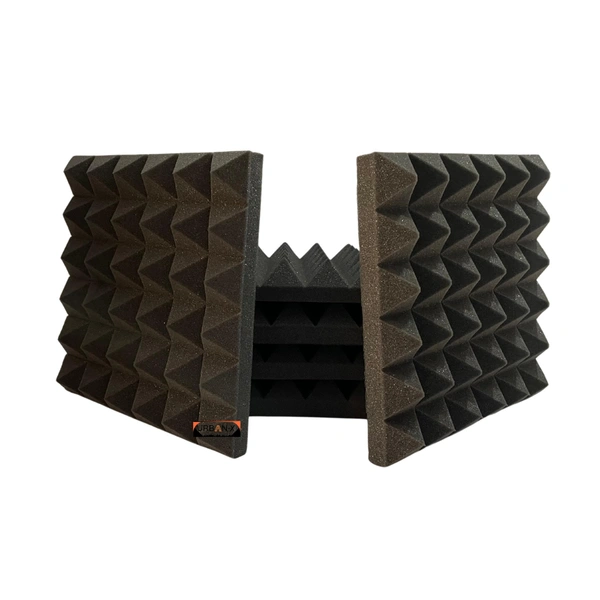 URBAN-X Pyramid Soundproofing Studio Acoustic Foam 1'x1' - 2 Inches 32D -45mm High Density, Soundproof Foam, Noise Reduction Panels, Echo Absorption (2.0) - Black, Set of 6